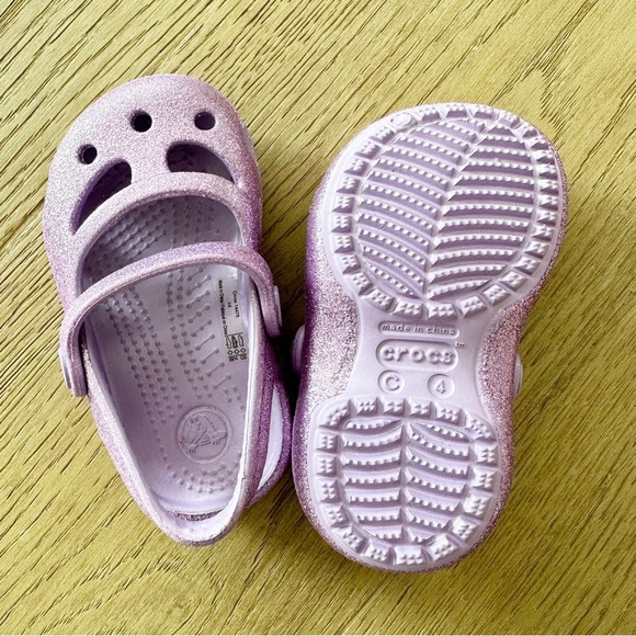 Crocs Purple Glitter Shayna Sparkle Mary Jane Style Play Shoes - Picture 3 of 4